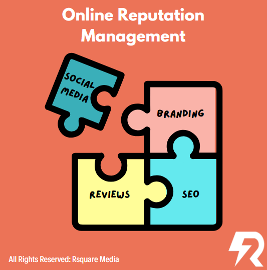 Rsquare Media team working on online reputation management strategies in 2024